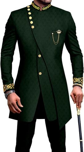 Men's Suit Double Breasted Slim Fit Embroidery Chain Blazer and Pants Set Dashiki Outfits African Clothes in Saudi Arabia