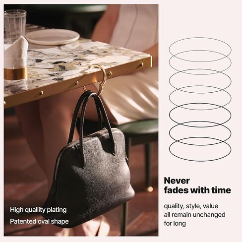 علاقة خطاف محفظة iHELIA للطاولة (حديثة) - حامل حقيبة ممتاز مع سوار مريح بتصميم بيضاوي (ذهبي وردي) in Kuwait