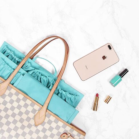 ToteSavvy - منظم حمل أصلي (14 × 10 × 4 بوصات) - 11 جيبًا لحقيبة التغيير، وحقيبة اليد، وحقيبة الظهر - ملحق قابل للإزالة - علبة مقسمة أنيقة للأساسيات (أصلية، رمادي ناعم) in Kuwait