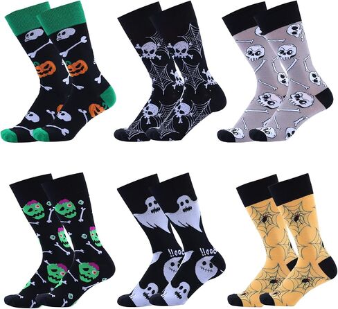 Halloween Socks for Men Women,6 Pairs Fun Novelty Fuzzy Full Socks Pumpkin Crew Socks Cotton Fun Halloween Gifts in Saudi Arabia
