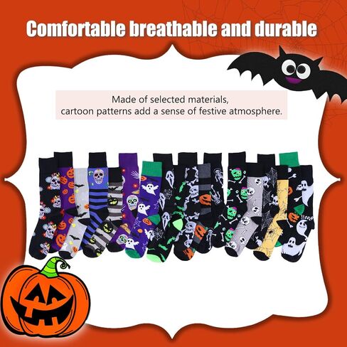 Halloween Socks for Men Women,6 Pairs Fun Novelty Fuzzy Full Socks Pumpkin Crew Socks Cotton Fun Halloween Gifts in Saudi Arabia