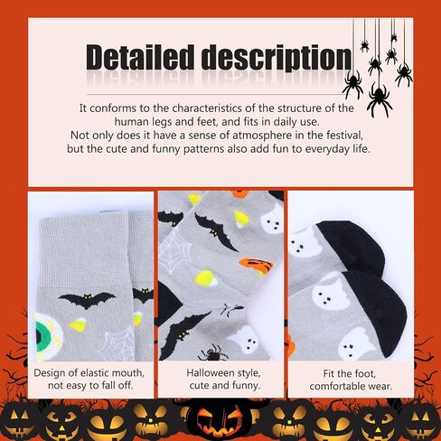 Halloween Socks for Men Women,6 Pairs Fun Novelty Fuzzy Full Socks Pumpkin Crew Socks Cotton Fun Halloween Gifts in Saudi Arabia