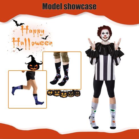 Halloween Socks for Men Women,6 Pairs Fun Novelty Fuzzy Full Socks Pumpkin Crew Socks Cotton Fun Halloween Gifts in Saudi Arabia