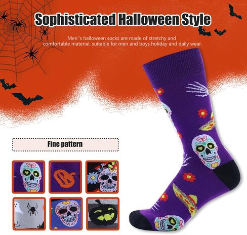 Halloween Socks for Men Women,6 Pairs Fun Novelty Fuzzy Full Socks Pumpkin Crew Socks Cotton Fun Halloween Gifts in Saudi Arabia