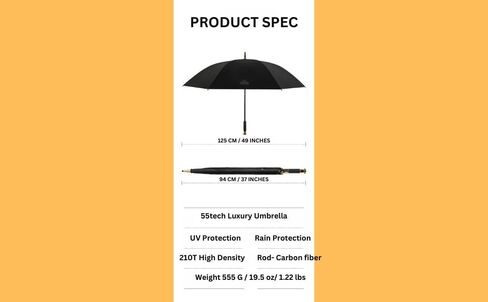 مظلة فاخرة، مصممة لأداء فائق مع حماية فائقة مقاومة للماء من الأشعة فوق البنفسجية ومقبض من ألياف الكربون المفتوحة تلقائيًا ومقاوم للرياح (أسود/كروم) in Kuwait