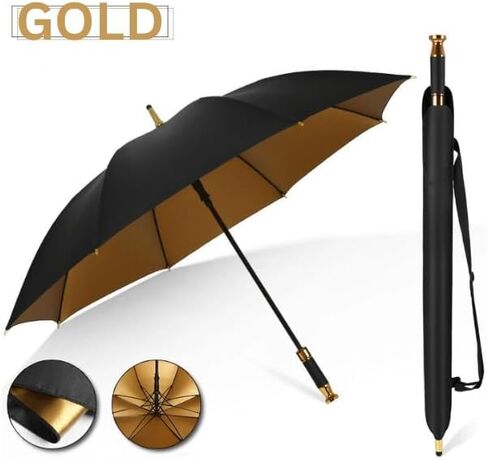 مظلة فاخرة، مصممة لأداء فائق مع حماية فائقة مقاومة للماء من الأشعة فوق البنفسجية ومقبض من ألياف الكربون المفتوحة تلقائيًا ومقاوم للرياح (أسود/كروم) in Kuwait