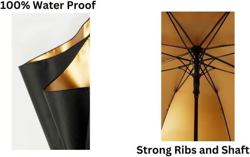 مظلة فاخرة، مصممة لأداء فائق مع حماية فائقة مقاومة للماء من الأشعة فوق البنفسجية ومقبض من ألياف الكربون المفتوحة تلقائيًا ومقاوم للرياح (أسود/كروم) in Kuwait