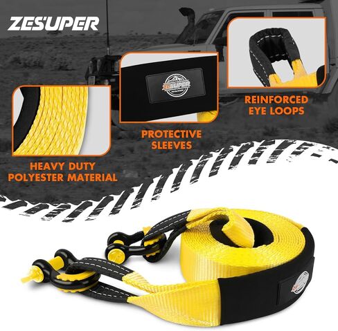 مجموعة ZESUPER للاسترداد على الطرق الوعرة، حزام سحب + أغلال على شكل حرف D + كتلة خطف 8 طن + جهاز استقبال وصلة القيد + قفل وصلة المقطورة + بقاء قابل للطي + مجرفة ترطيب الونش + نافخ الإطارات in Kuwait