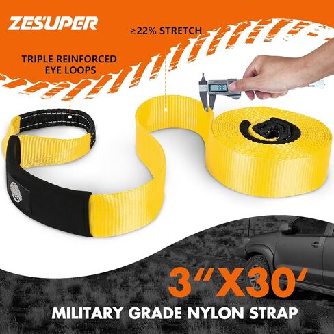 مجموعة ZESUPER للاسترداد على الطرق الوعرة، حزام سحب + أغلال على شكل حرف D + كتلة خطف 8 طن + جهاز استقبال وصلة القيد + قفل وصلة المقطورة + بقاء قابل للطي + مجرفة ترطيب الونش + نافخ الإطارات in Kuwait