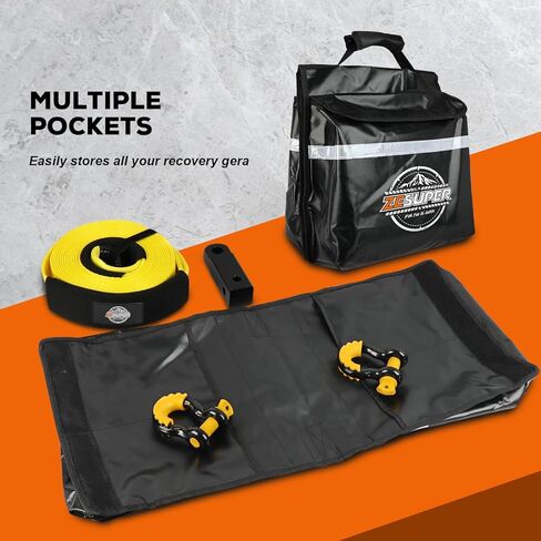 مجموعة ZESUPER للاسترداد على الطرق الوعرة، حزام سحب + أغلال على شكل حرف D + كتلة خطف 8 طن + جهاز استقبال وصلة القيد + قفل وصلة المقطورة + بقاء قابل للطي + مجرفة ترطيب الونش + نافخ الإطارات in Kuwait