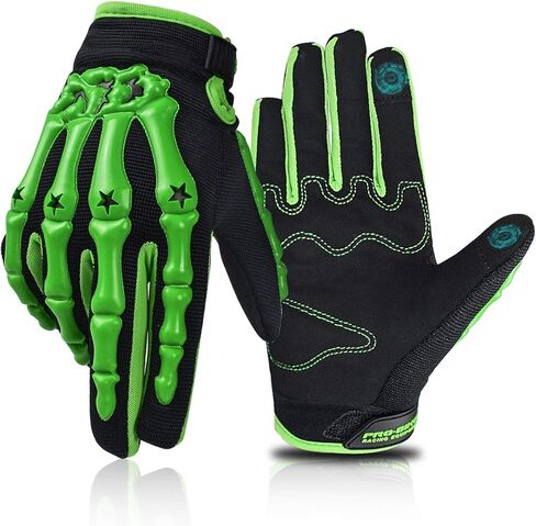 قفازات ركوب الدراجات النارية بهيكل عظمي بإصبع كامل للدراجات النارية (متوسط، أخضر) in Kuwait