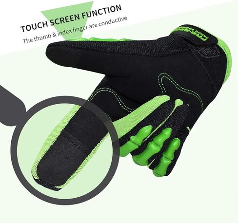 قفازات ركوب الدراجات النارية بهيكل عظمي بإصبع كامل للدراجات النارية (متوسط، أخضر) in Kuwait