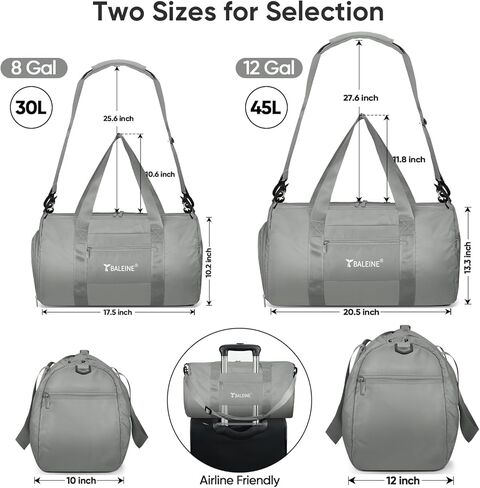 BALEINE Gym Duffel Bag for Women and Men, Small for Sports, Gyms and Weekend Getaway, Waterproof Dufflebag with Shoe and Wet Clothes Compartments, Lightweight Carryon Gymbag (Azure) in Kuwait