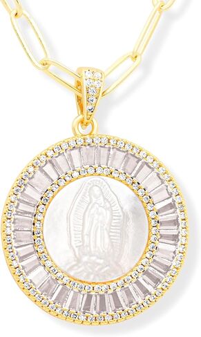 LEVLANC - قلادة Virgen De Guadalupe - مجوهرات مسيحية للنساء - مجوهرات مكسيكية - سيدة غوادالوبي - قلادة غوادالوبي - قلادة مكسيكية - قلادة أم اللؤلؤ - قلادة مريم العذراء in Kuwait