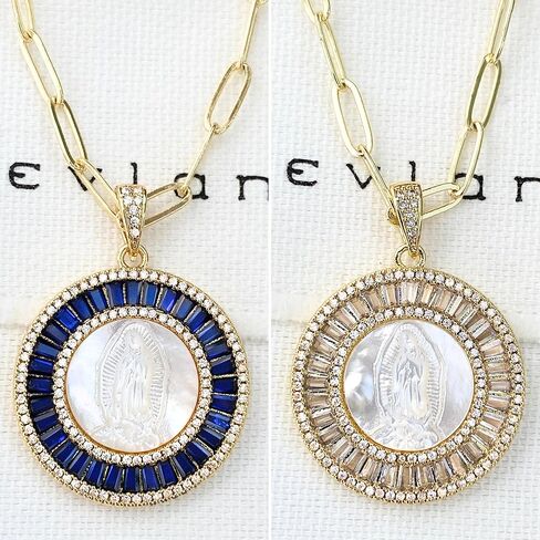 LEVLANC - قلادة Virgen De Guadalupe - مجوهرات مسيحية للنساء - مجوهرات مكسيكية - سيدة غوادالوبي - قلادة غوادالوبي - قلادة مكسيكية - قلادة أم اللؤلؤ - قلادة مريم العذراء in Kuwait
