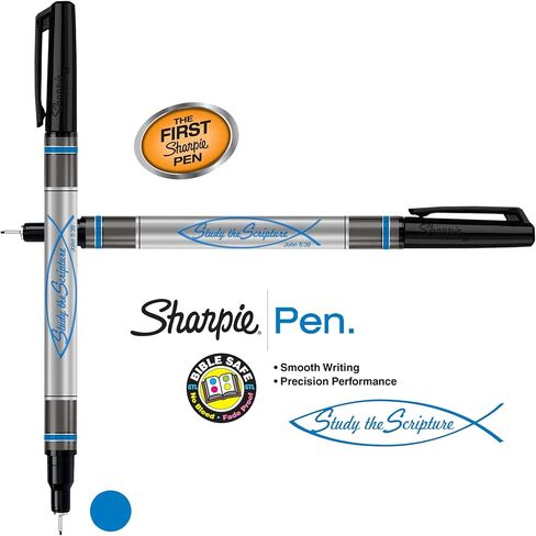 جي تي. قلم الكتاب المقدس من لوسكومب، دراسة الكتاب المقدس، قلم تحديد دائم، طرف لباد فائق الدقة 0.4 مم، أسطوانة مع غطاء، حبر أزرق، عبوة من 12 قطعة in Kuwait
