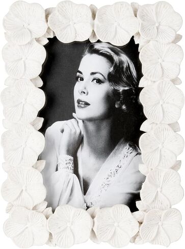 Resin Vintage White Picture Frames 4x6 for Wall or Tabletop Display Vertically or Horizontally; Glass Front; Floral Decor in Saudi Arabia