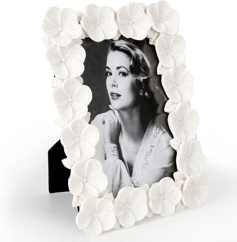 Resin Vintage White Picture Frames 4x6 for Wall or Tabletop Display Vertically or Horizontally; Glass Front; Floral Decor in Saudi Arabia