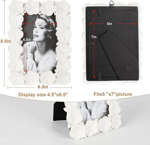 Resin Vintage White Picture Frames 4x6 for Wall or Tabletop Display Vertically or Horizontally; Glass Front; Floral Decor in Saudi Arabia