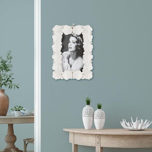 Resin Vintage White Picture Frames 4x6 for Wall or Tabletop Display Vertically or Horizontally; Glass Front; Floral Decor in Saudi Arabia