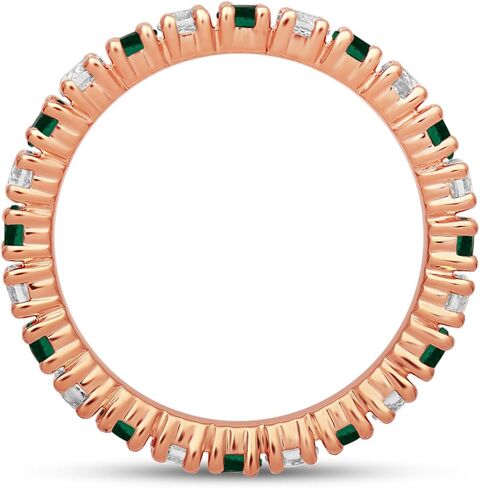 Jewelili الفضة الاسترليني أو الذهب الوردي أو الأصفر على الفضة 2.5 مم مستديرة مكونة من الياقوت الأبيض والأحجار الكريمة مقلدة أو مخلوقة أو أصلية خاتم خطوبة قابل للتكديس بالكامل in Saudi Arabia