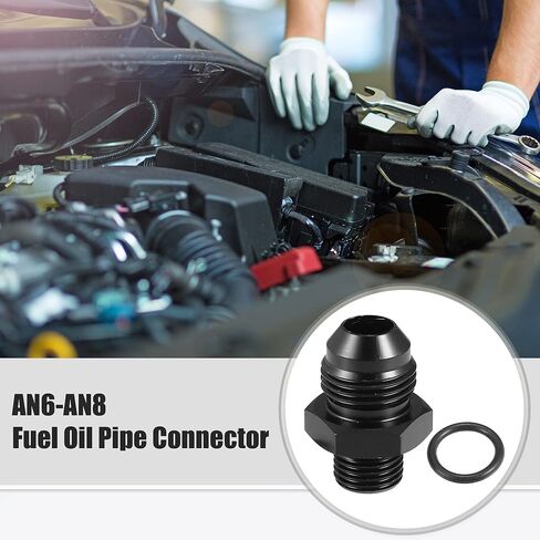 ACROPIX Universal AN6 to AN8 Fuel Rail Adapter Connector Fitting with O Rings Black - Pack of 8 in Saudi Arabia