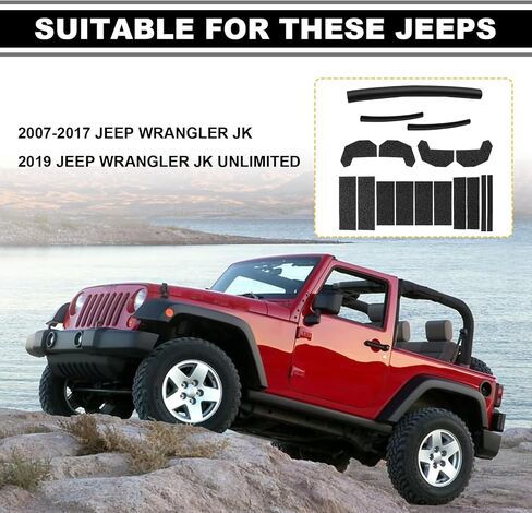 طقم سدادة غطاء صلب قابل للإزالة - مانع إسفنجي متوافق مع جيب رانجلر JK 2-Door أو 4-Door 2011 2012 2013 2014 يستبدل 68026937AB - 17 قطعة in Saudi Arabia