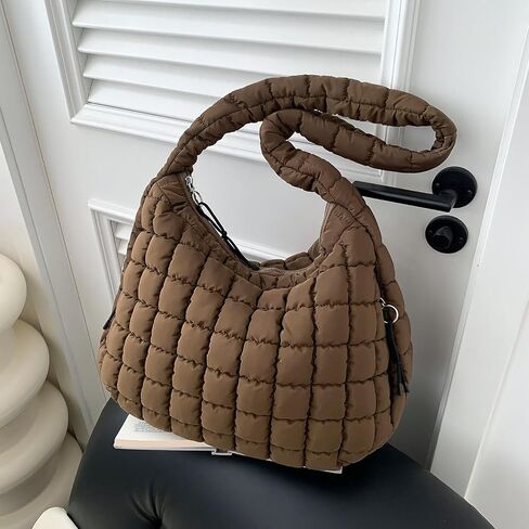 Quilted Tote Bag for Women Large Puffer Carryall Bag Lightweight Puffy Padding Hobo Shoulder Bag Crossbody Ladies Purse in Saudi Arabia