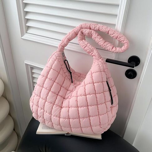 Quilted Tote Bag for Women Large Puffer Carryall Bag Lightweight Puffy Padding Hobo Shoulder Bag Crossbody Ladies Purse in Saudi Arabia
