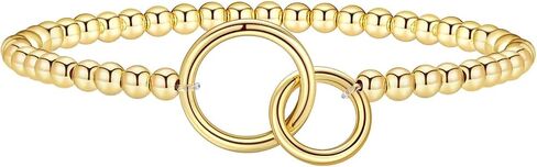 Gold Bracelets for Women 14K Gold Beaded Bracelets Stackable Bracelets for Women Gold Charm Bracelet Non Tarnish Gold Jewelry for Women Trendy in Saudi Arabia