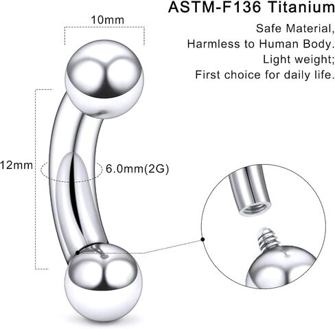 20G 18G 16G 14G 12G 8G 6G 4G 2G Astm F136 التيتانيوم موضوع داخلي ثقب الحاجب مجوهرات منحني الحديد العمودي Labret الشفاه Daith Rook أقراط السرة البطن زر خاتم ثقب المجوهرات in Saudi Arabia