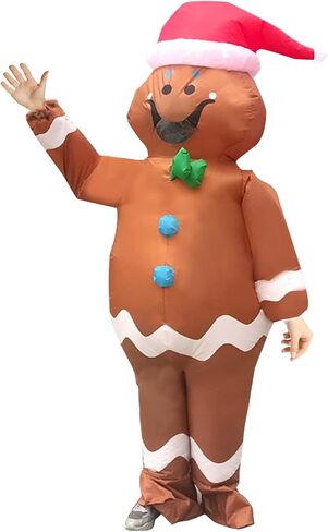 Inflatable Christmas Costume, Adult Christmas Gingerbread Man Blow Up Suit Funny Cosplay Costume Halloween Party in Saudi Arabia