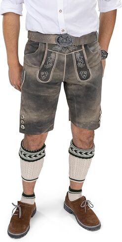 Schöneberger Trachten Couture Lederhosen للرجال، جلد طبيعي، Lederhosen ألماني مع حزام بافاري، بنطلون Oktoberfest in Saudi Arabia