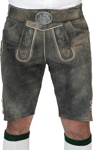 Schöneberger Trachten Couture Lederhosen للرجال، جلد طبيعي، Lederhosen ألماني مع حزام بافاري، بنطلون Oktoberfest in Saudi Arabia