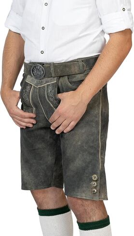 Schöneberger Trachten Couture Lederhosen للرجال، جلد طبيعي، Lederhosen ألماني مع حزام بافاري، بنطلون Oktoberfest in Saudi Arabia