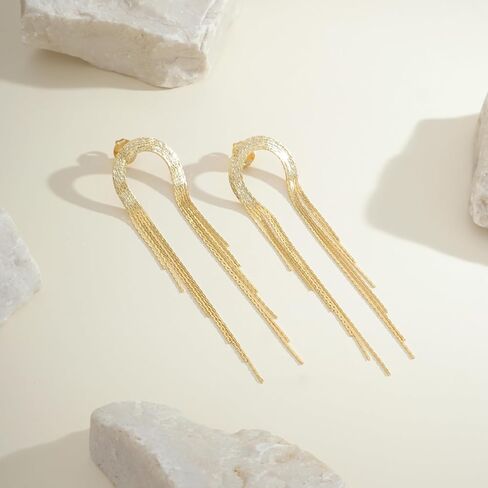 ATENA 18K Gold Plated Ear Jacket Earrings for Women | L90 Chain in Saudi Arabia