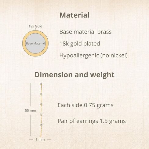 أقراط أذن مطلية بالذهب عيار 18 قيراط من أتينا للنساء | سلسلة L90 in Kuwait
