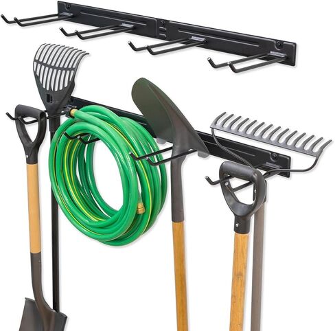خطاف تثبيت على الحائط لأدوات حديقة المرآب من StoreYourBoard، تنظيم المرآب وتخزينه، رف أدوات ساحة المجرفة والمجرفة، فولاذ صناعي يحمل 50 رطلاً in Kuwait