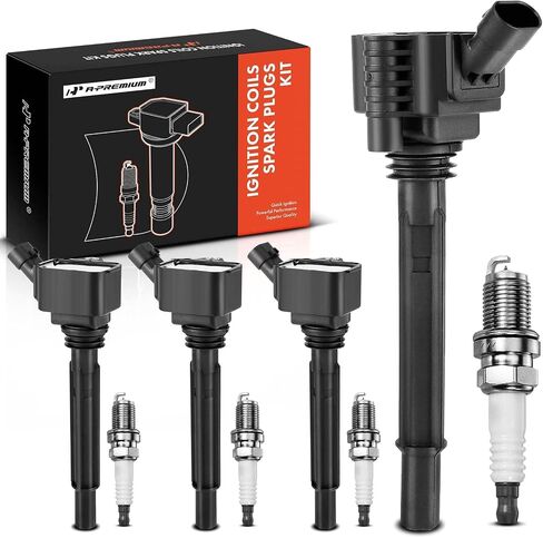 A-Premium Ignition Coils and Spark Plugs Kits Compatible with Dodge Dart 2013-2016 & Fiat 500 2012-2017, 1.4L in Saudi Arabia