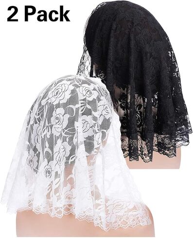 2 قطعة الحجاب الدانتيل مثلث الحجاب مانتيا غطاء الرأس مصلى الحجاب الدانتيل شال اللاتينية وشاح الحجاب الأسود للعروس والنساء in Kuwait