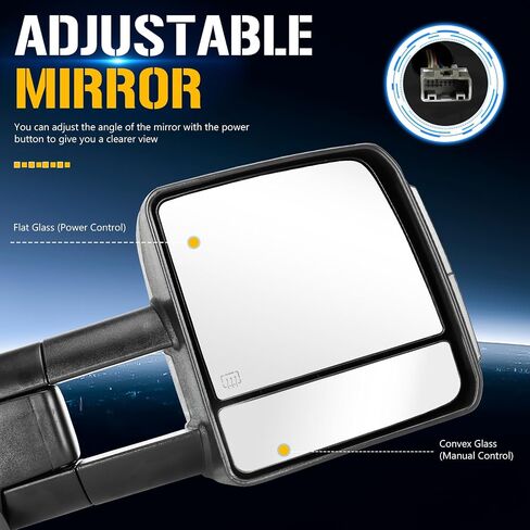 Power Heated Towing Tow Mirrors Compatible with Toyota for Tundra 2007-2016 07 08 09 10 11 12 13 14 15 16 with Turn Signal Light Manual Folding Telescoping Set of 2 in Saudi Arabia