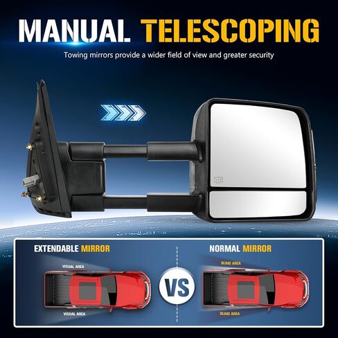 Power Heated Towing Tow Mirrors Compatible with Toyota for Tundra 2007-2016 07 08 09 10 11 12 13 14 15 16 with Turn Signal Light Manual Folding Telescoping Set of 2 in Saudi Arabia