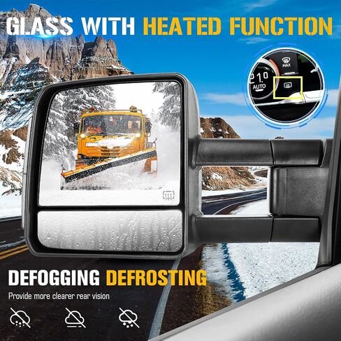 Power Heated Towing Tow Mirrors Compatible with Toyota for Tundra 2007-2016 07 08 09 10 11 12 13 14 15 16 with Turn Signal Light Manual Folding Telescoping Set of 2 in Saudi Arabia