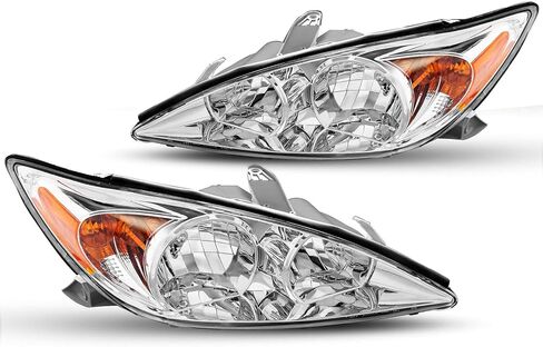 Headlight Assembly for 2002 2003 2004 Toyota Camry Replacement Headlamp Chrome Housing Amber Reflector Clear Lens Lamp Set in Saudi Arabia