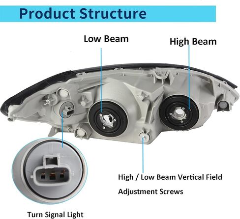 Headlight Assembly for 2002 2003 2004 Toyota Camry Replacement Headlamp Chrome Housing Amber Reflector Clear Lens Lamp Set in Saudi Arabia