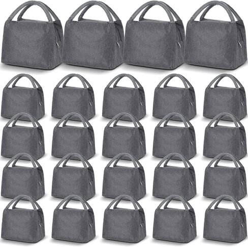 Chunful 24 Pieces Insulated Lunch Bag Bulk Reusable Lunch Bag Leakproof Tote Bag with Aluminum Foil Interior Waterproof Thermal Lunch Box for Women Men Office Work School(Gray) in Saudi Arabia