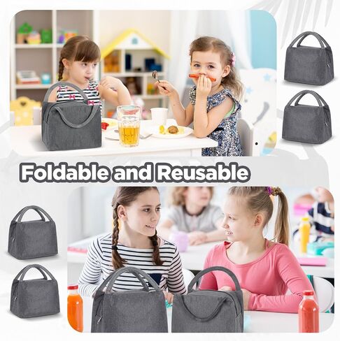 Chunful 24 Pieces Insulated Lunch Bag Bulk Reusable Lunch Bag Leakproof Tote Bag with Aluminum Foil Interior Waterproof Thermal Lunch Box for Women Men Office Work School(Gray) in Saudi Arabia