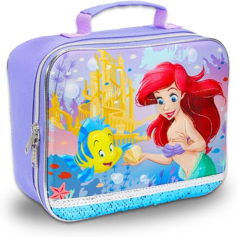 Disney The Little Mermaid Lunch Box for Girls Set - Bundle with Sequined Ariel Lunch Bag, Water Bottle, Stickers, More | Little Mermaid Lunch Bag for Kids School in Saudi Arabia