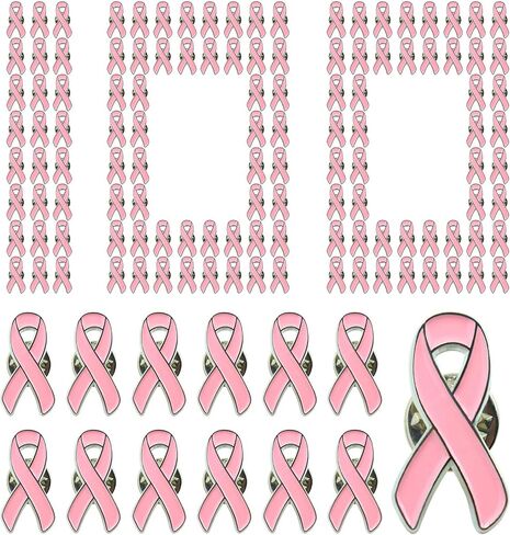 10/30/50/100 Pack Pink Ribbon Breast Cancer Awareness Lapel Pins Bulk for Public Events, Charity in Kuwait
