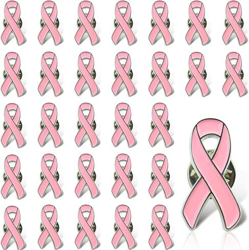 10/30/50/100 Pack Pink Ribbon Breast Cancer Awareness Lapel Pins Bulk for Public Events, Charity in Kuwait